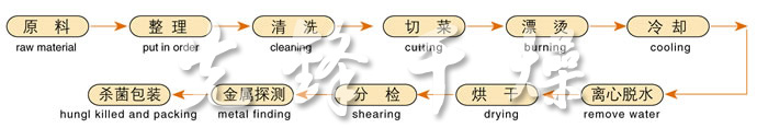DWC係列（liè）脫水（shuǐ）蔬菜帶式幹燥（zào）機工藝流程圖